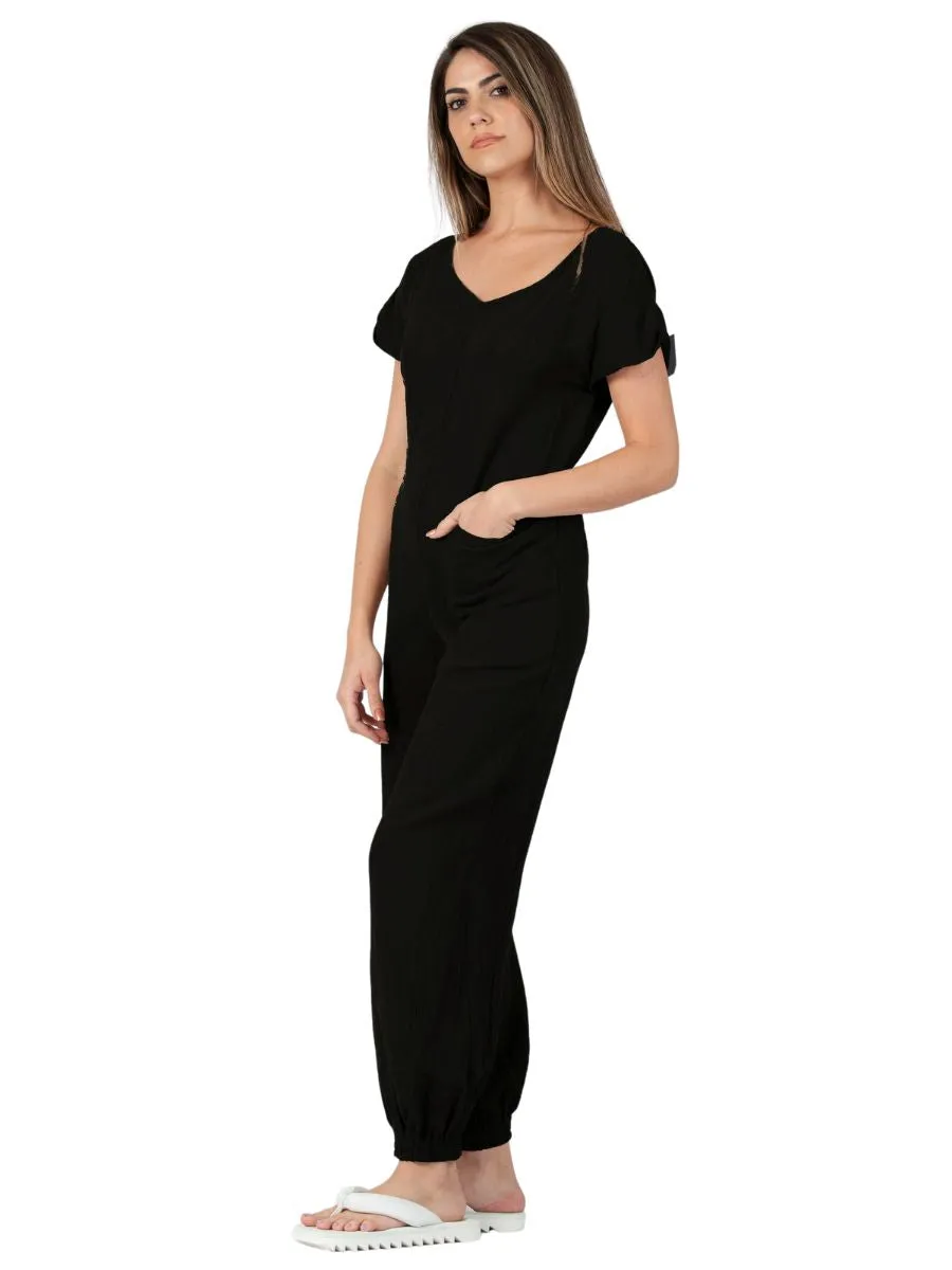 Women's Gauze Short sleeve Jumpsuit sold by Lucca Couture