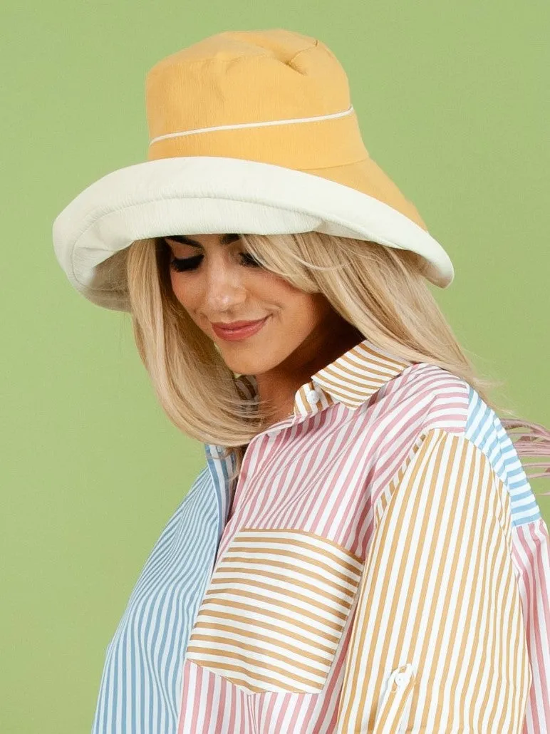 SANDY DAYS REVERSIBLE BUCKET HAT-YELLOW sold by Lucca Couture product image thumbnail 2