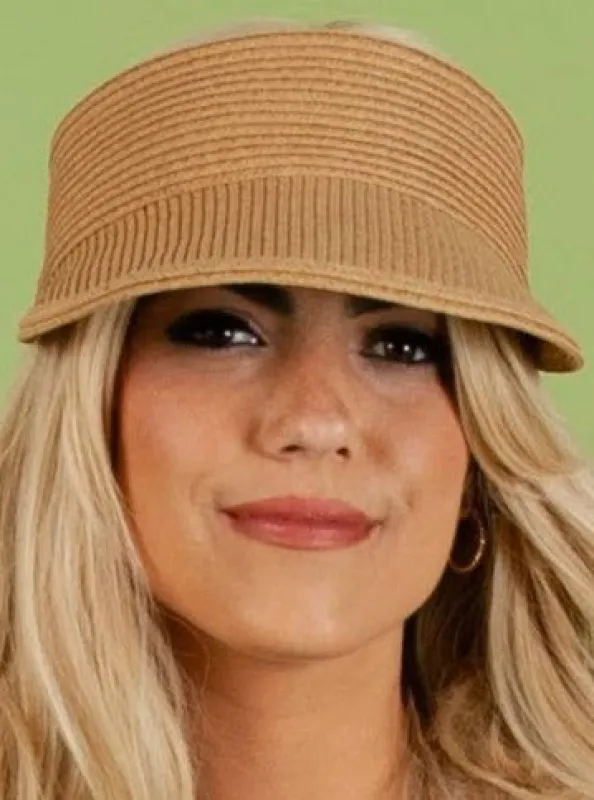 TORY THICK BAND VISOR-TAN sold by Lucca Couture
