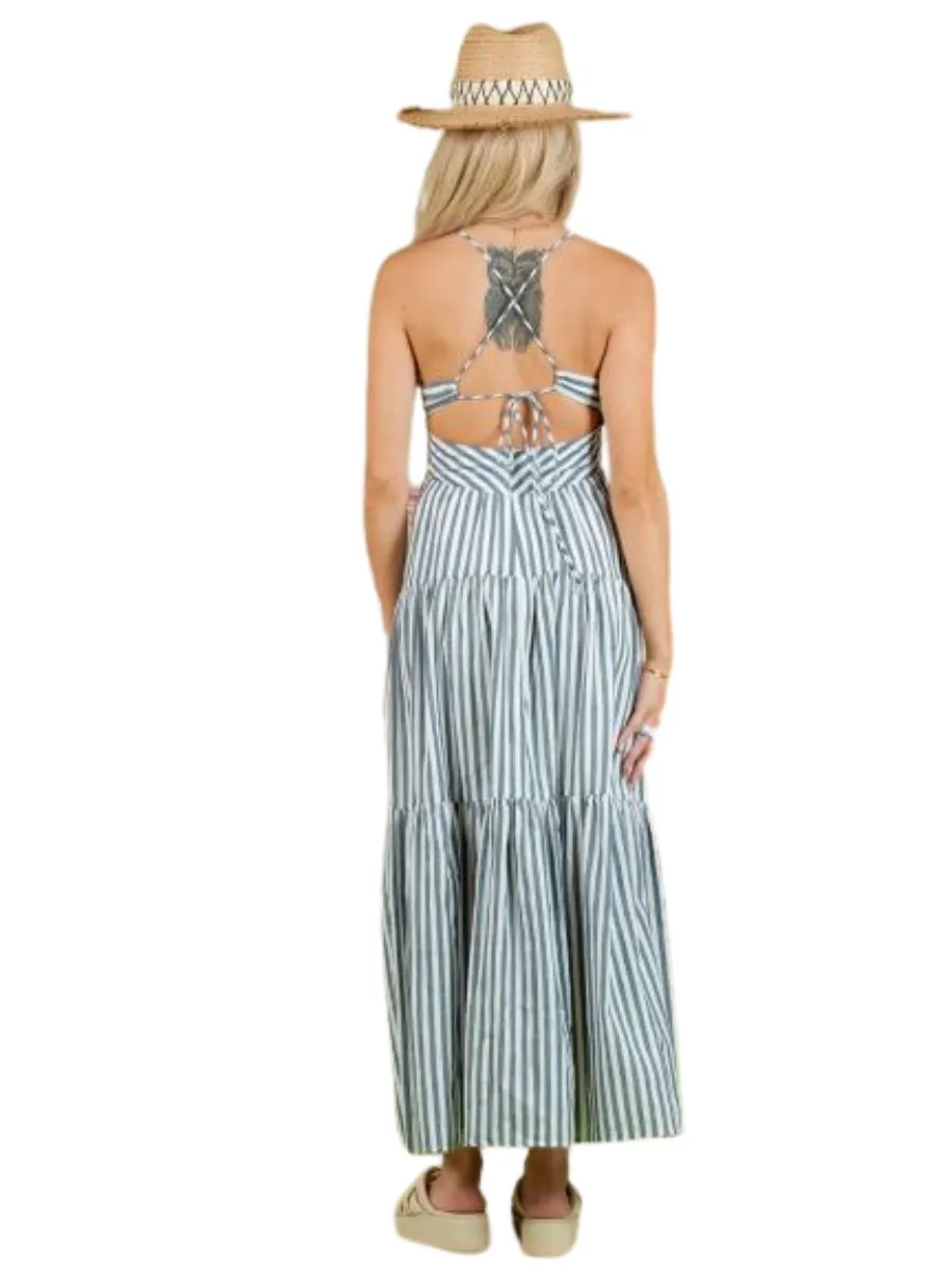 LILAH STRIPED DRESS-NAVY sold by Lucca Couture product image thumbnail 3