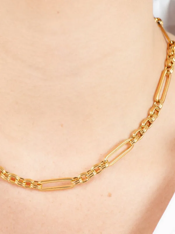 MIXED CHAIN NECKLACE-GOLD sold by Lucca Couture