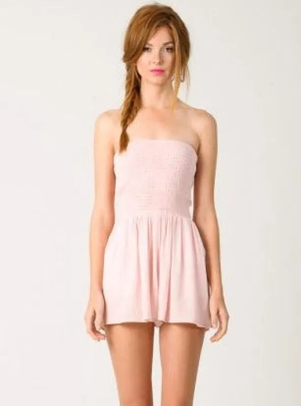 STRAPLESS RETRO ROMPER-PINK sold by Lucca Couture
