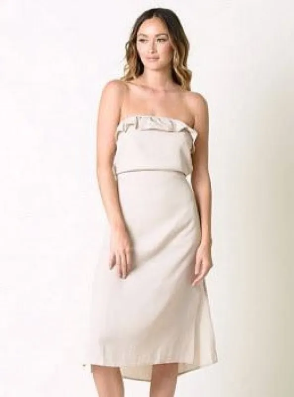 LUCILLE STRAPLESS DRESS-SAND sold by Lucca Couture