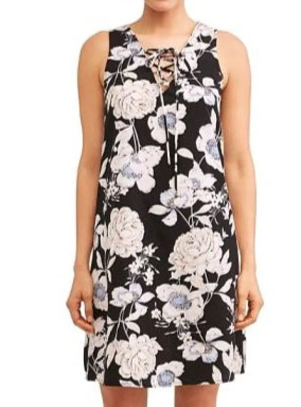 KATIE PRINTED LACE UP DRESS-BLOOM BLACK sold by Lucca Couture