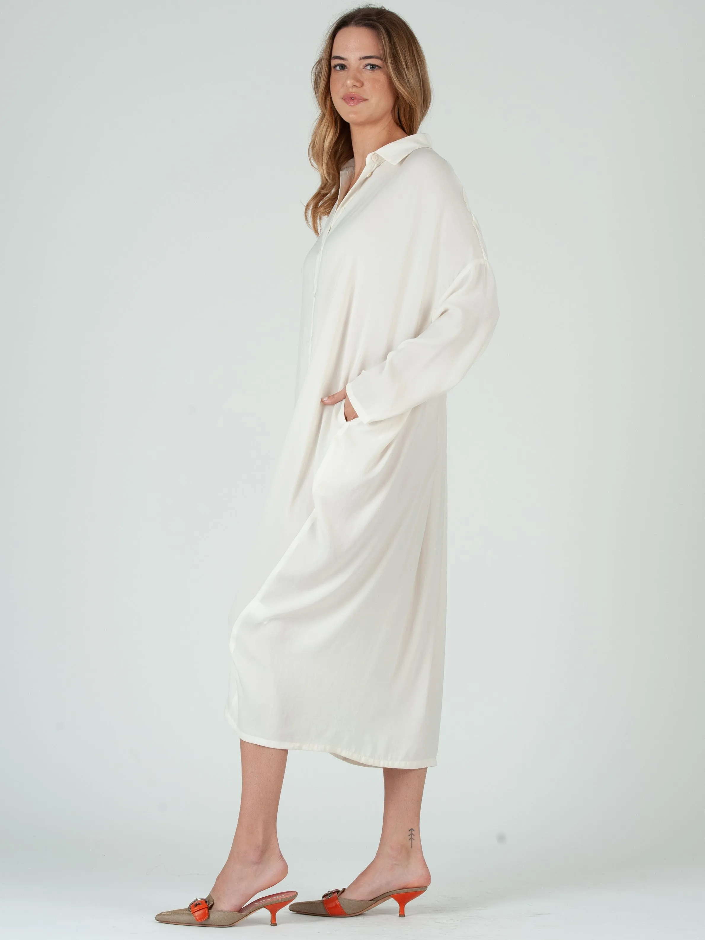 ZAHARA MAXI SHIRT DRESS-IVORY sold by Lucca Couture product image thumbnail 3