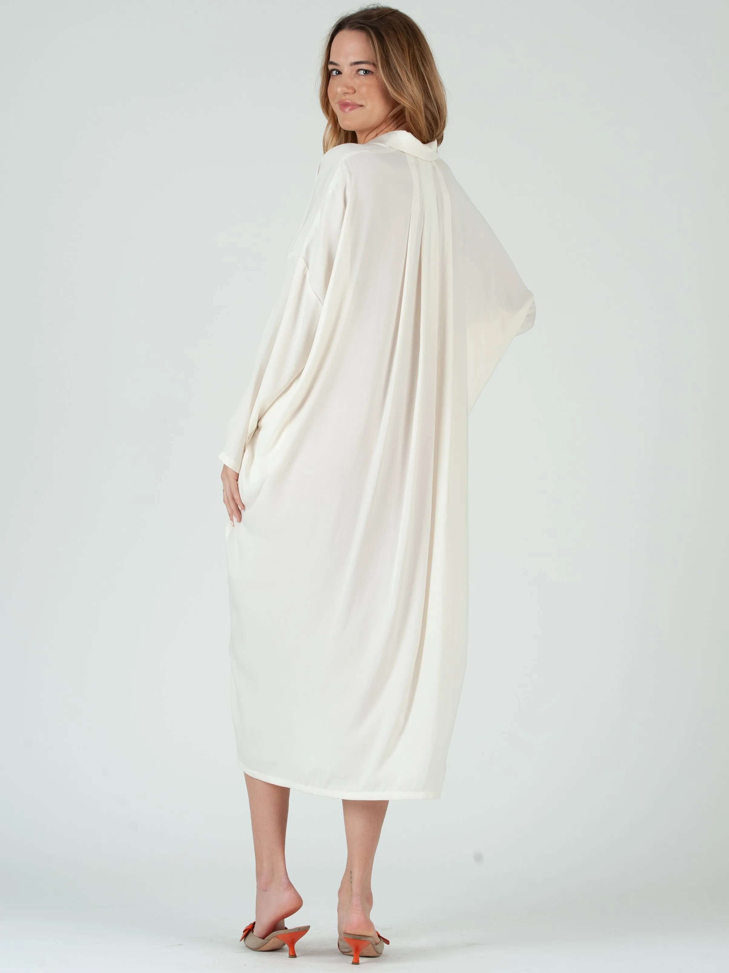 ZAHARA MAXI SHIRT DRESS-IVORY sold by Lucca Couture product image thumbnail 4