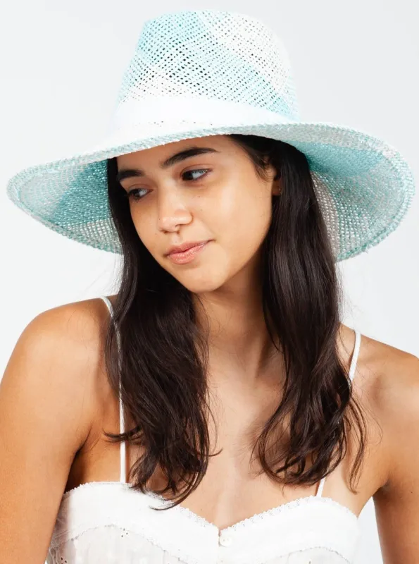 WATERWAY STRAW FEDORA-AQUA sold by Lucca Couture