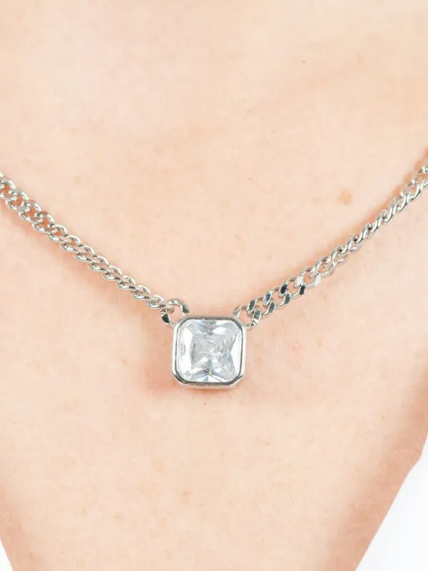WHITE SQUARE STONE NECKLACE sold by Lucca Couture