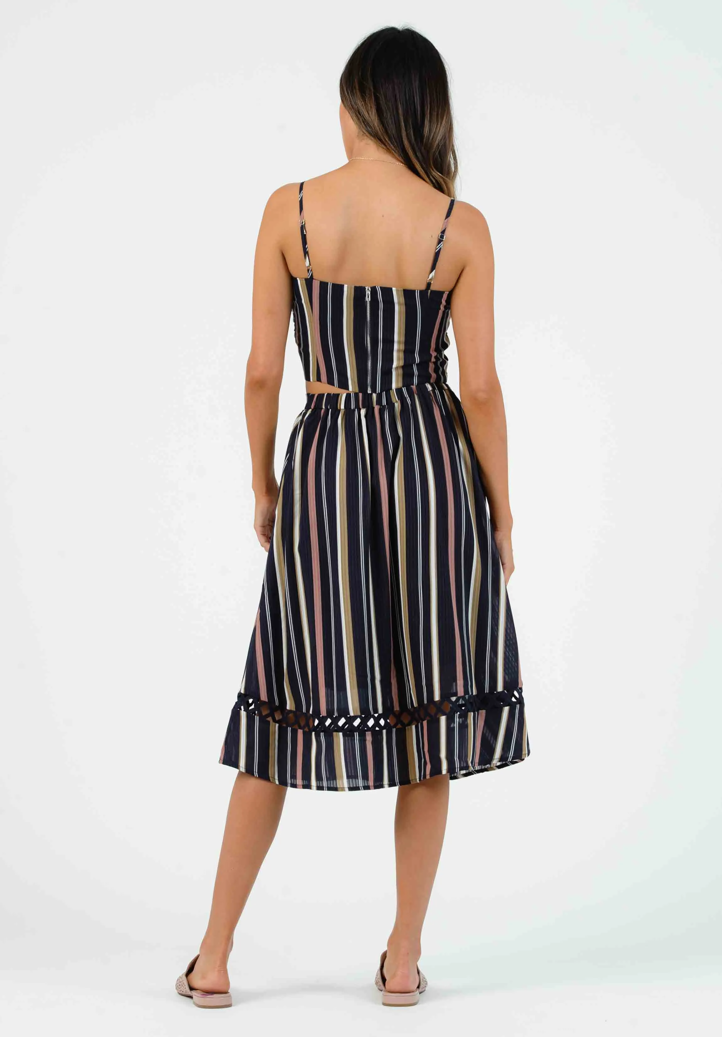 VALENTINA SWEETHEART TOP-NAVY MULTI STRIPE sold by Lucca Couture product image thumbnail 2