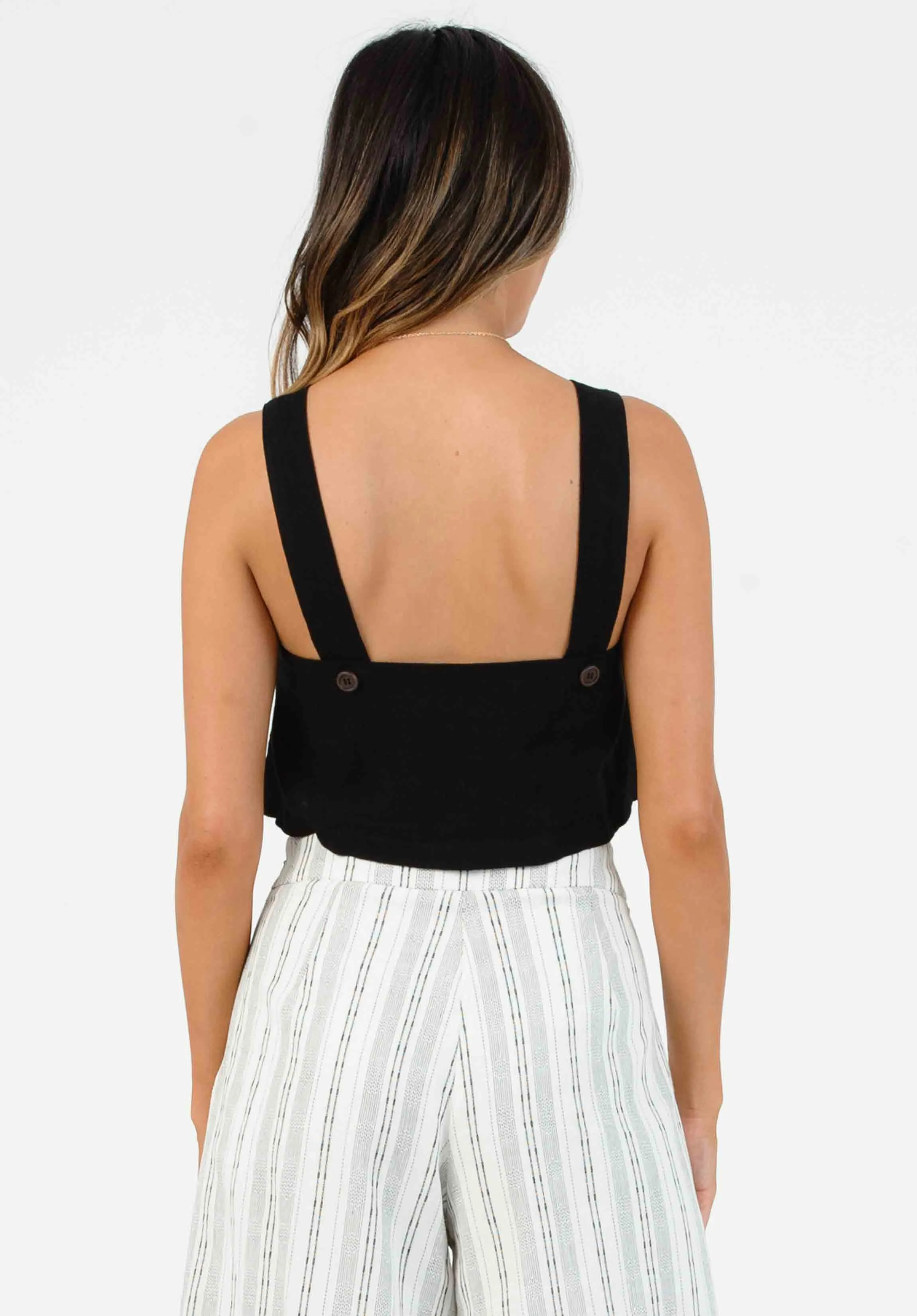 TUTUS BUTTON FRONT CROP TOP-BLACK sold by Lucca Couture product image thumbnail 3