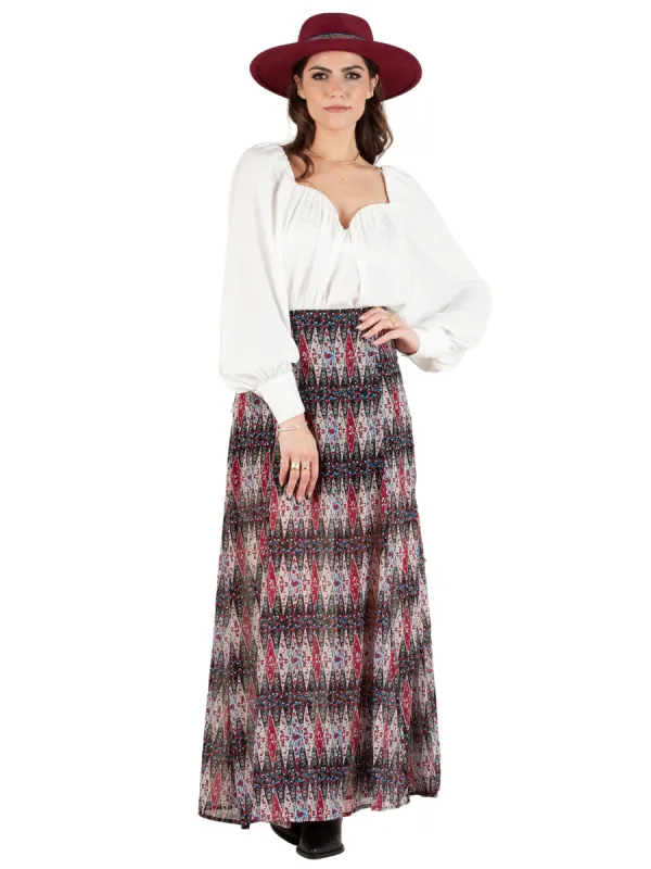 TIFFANY BOHO PRINT MAXI SKIRT-WINE sold by Lucca Couture