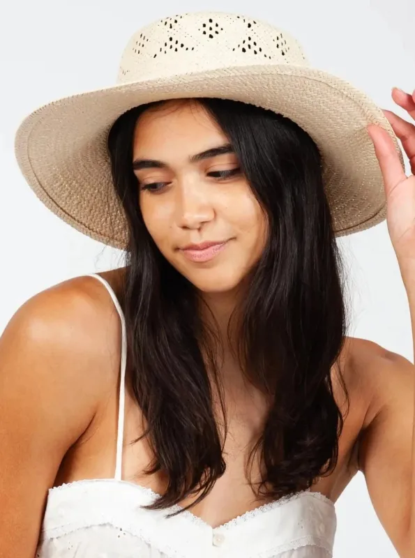 TENNERIF STRAW BOATER HAT-NATURAL sold by Lucca Couture