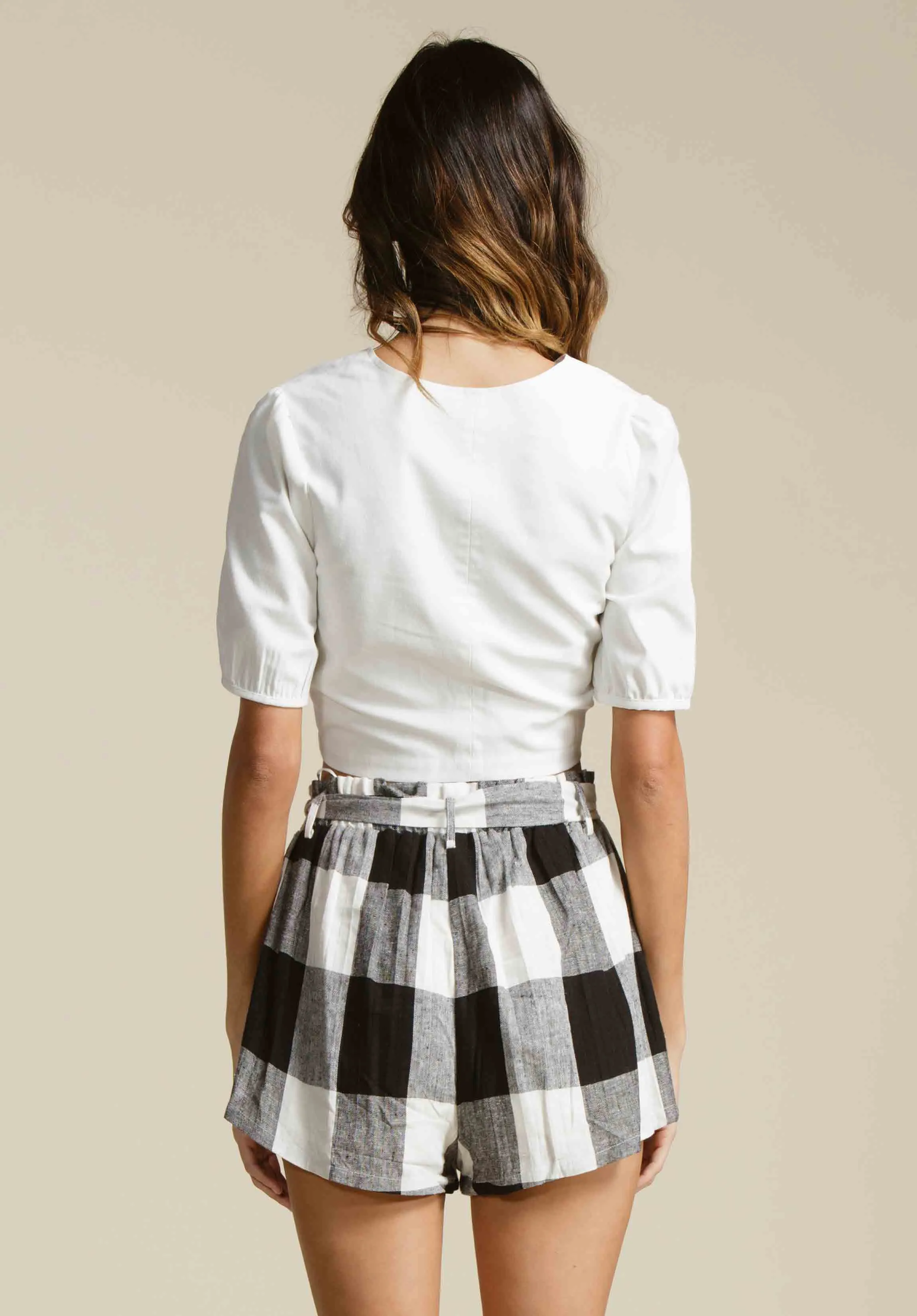 TEAGAN PUFF SLEEVE CROP TOP-WHITE sold by Lucca Couture product image thumbnail 3