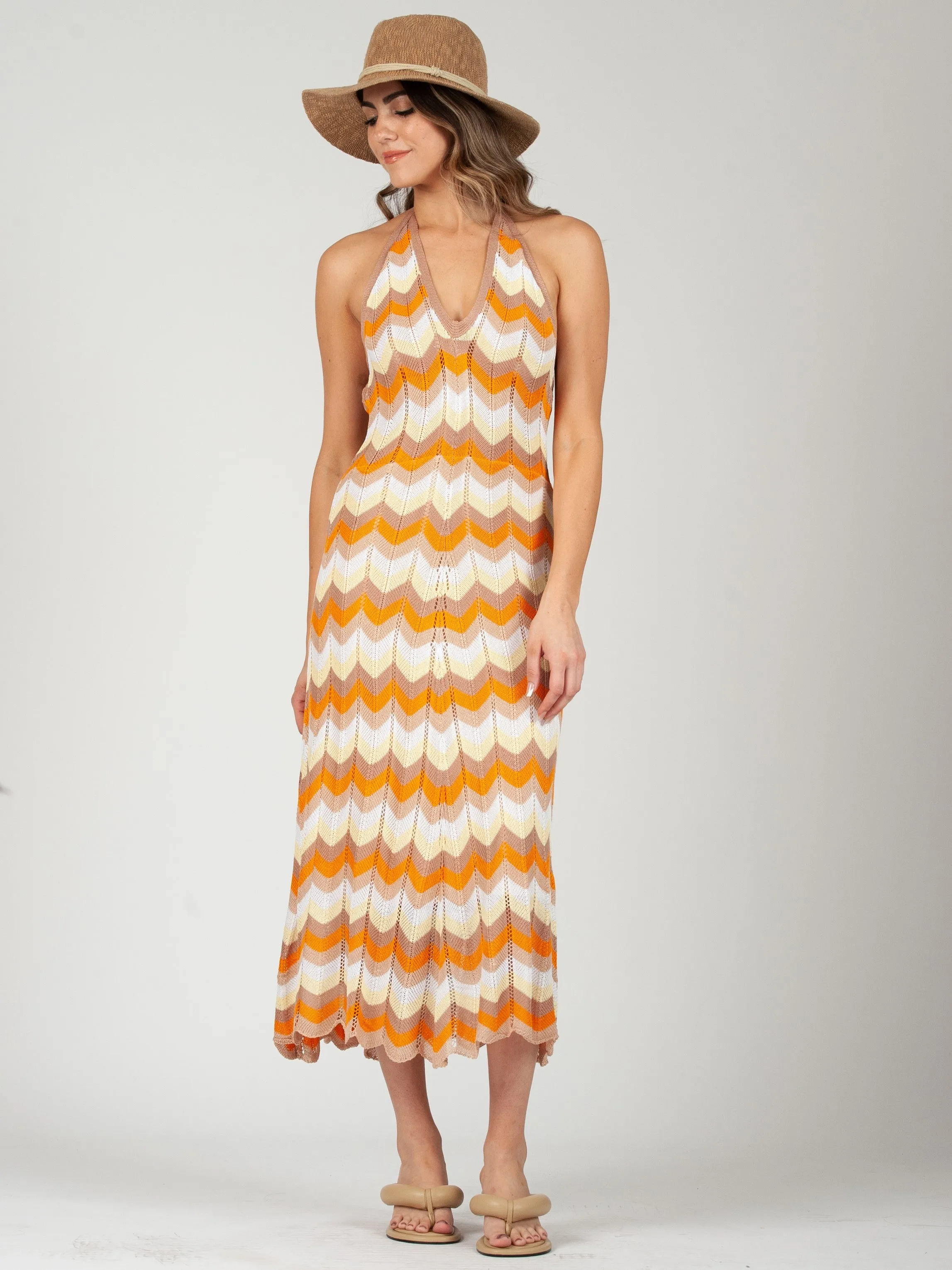 TAMI CROCHET HALTER DRESS sold by Lucca Couture