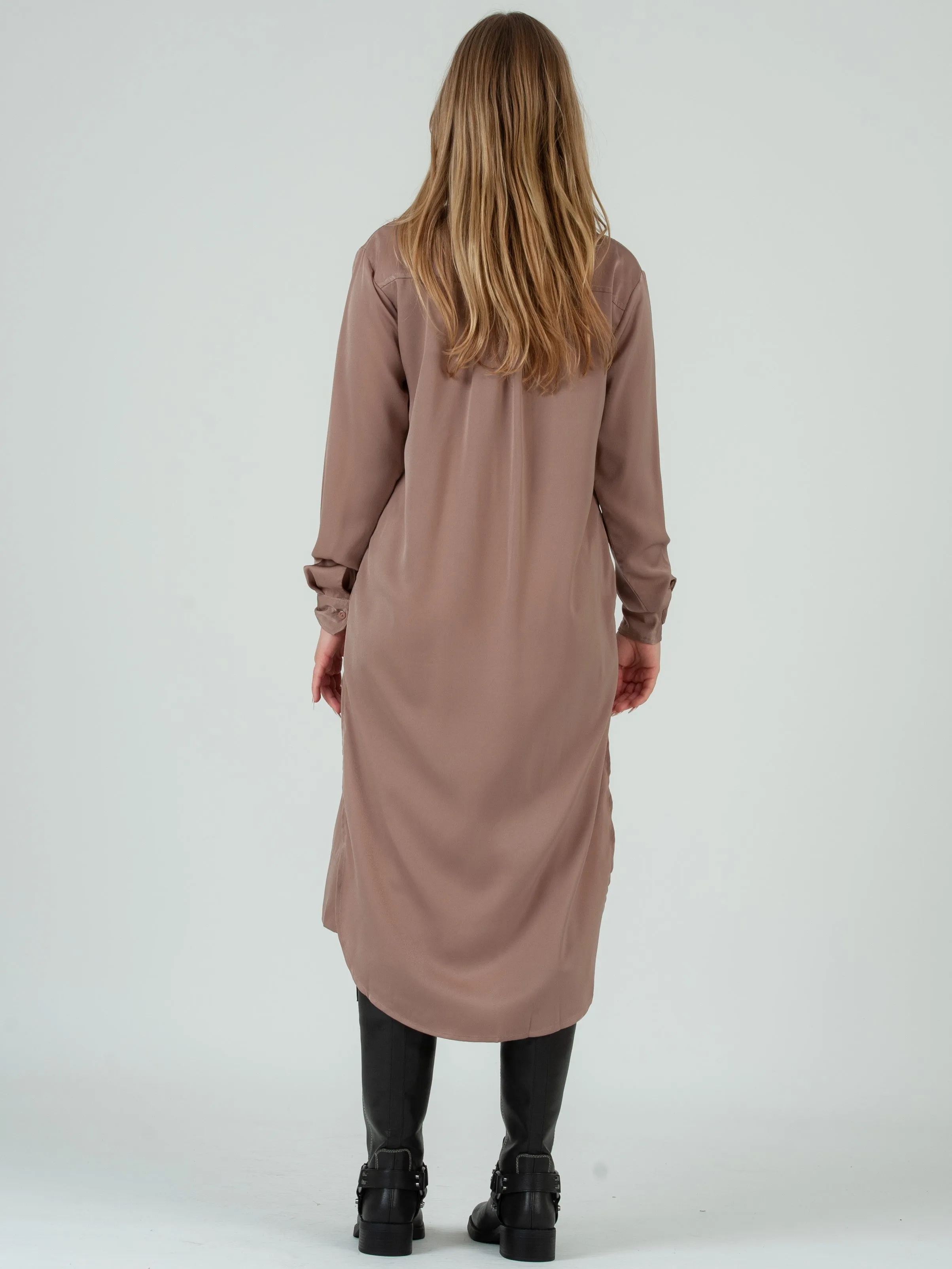 SYLVIE SATIN TUNIC DRESS-TIRAMISU sold by Lucca Couture product image thumbnail 5