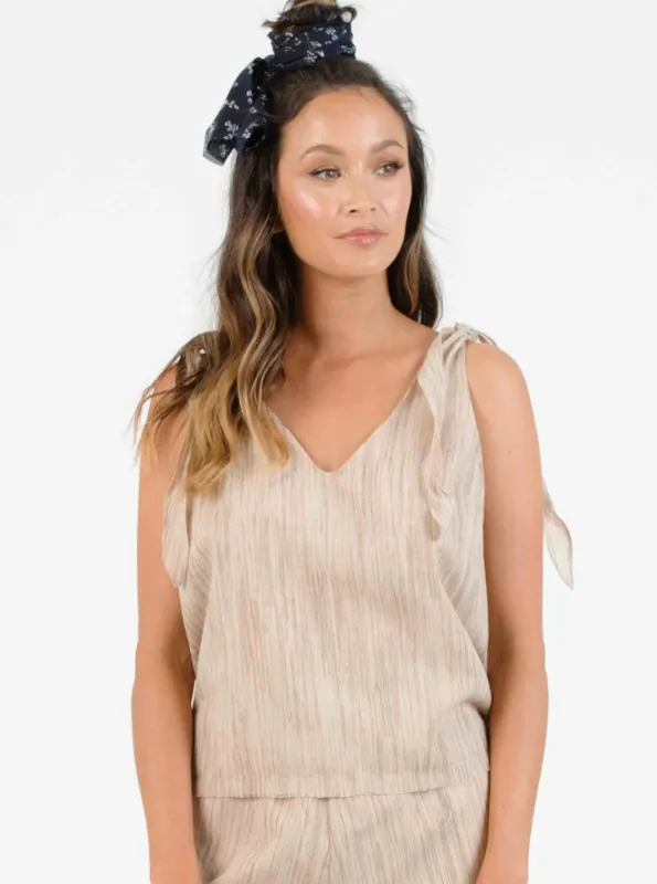 SUNBEAM TIE STRAP TANK-SAND sold by Lucca Couture