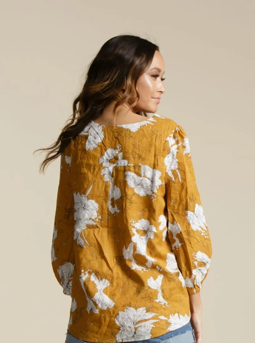 SIERRA BLOUSE-SUNSET HIBISCUS sold by Lucca Couture product image thumbnail 2