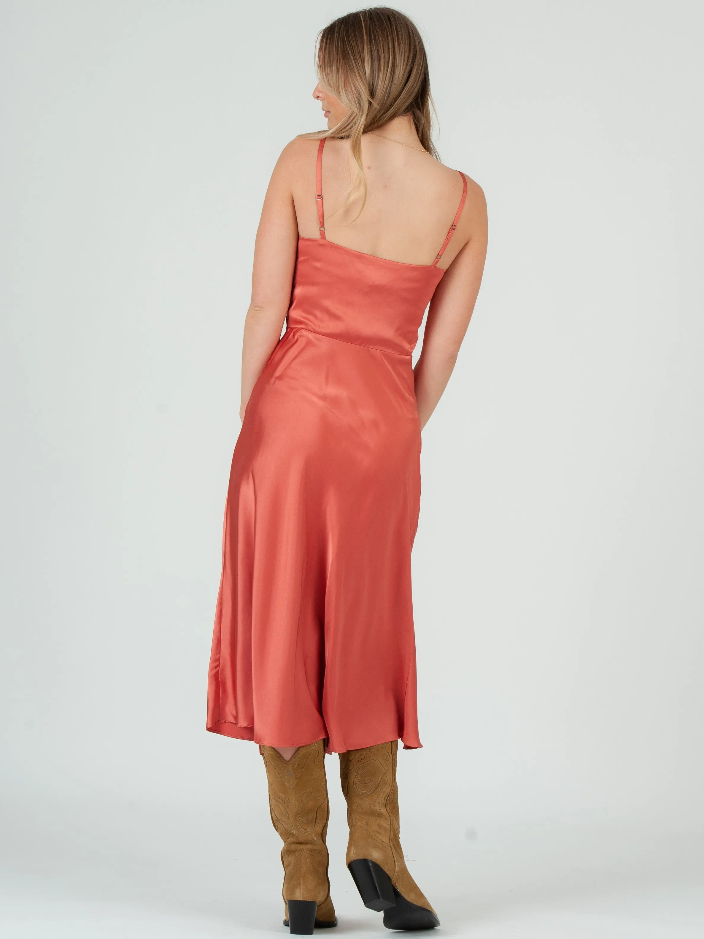 SATEEN MIDI SLIP DRESS-SPICE sold by Lucca Couture product image thumbnail 3