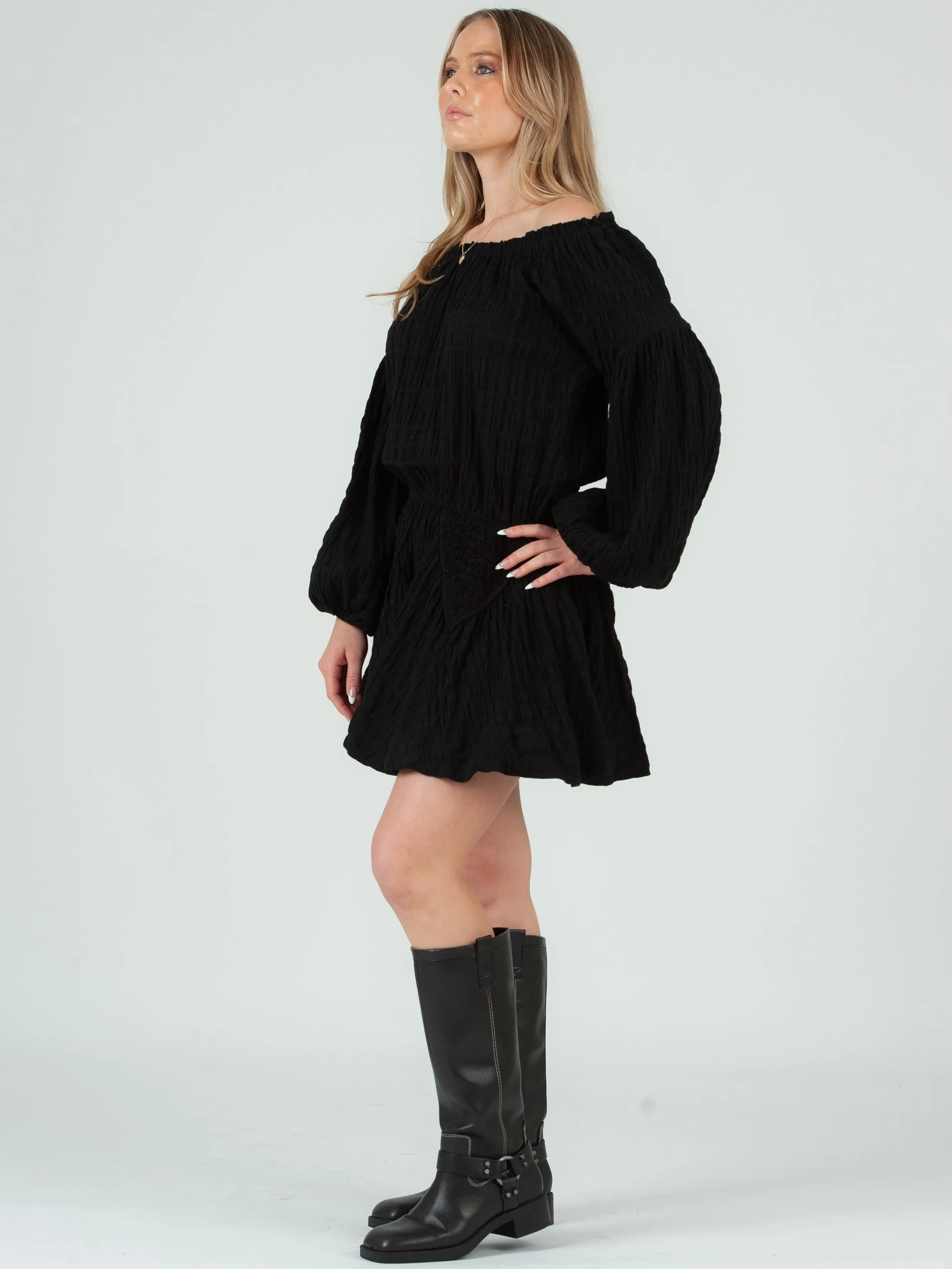 SANDRINE DROP WAIST DRESS-BLACK sold by Lucca Couture product image thumbnail 2