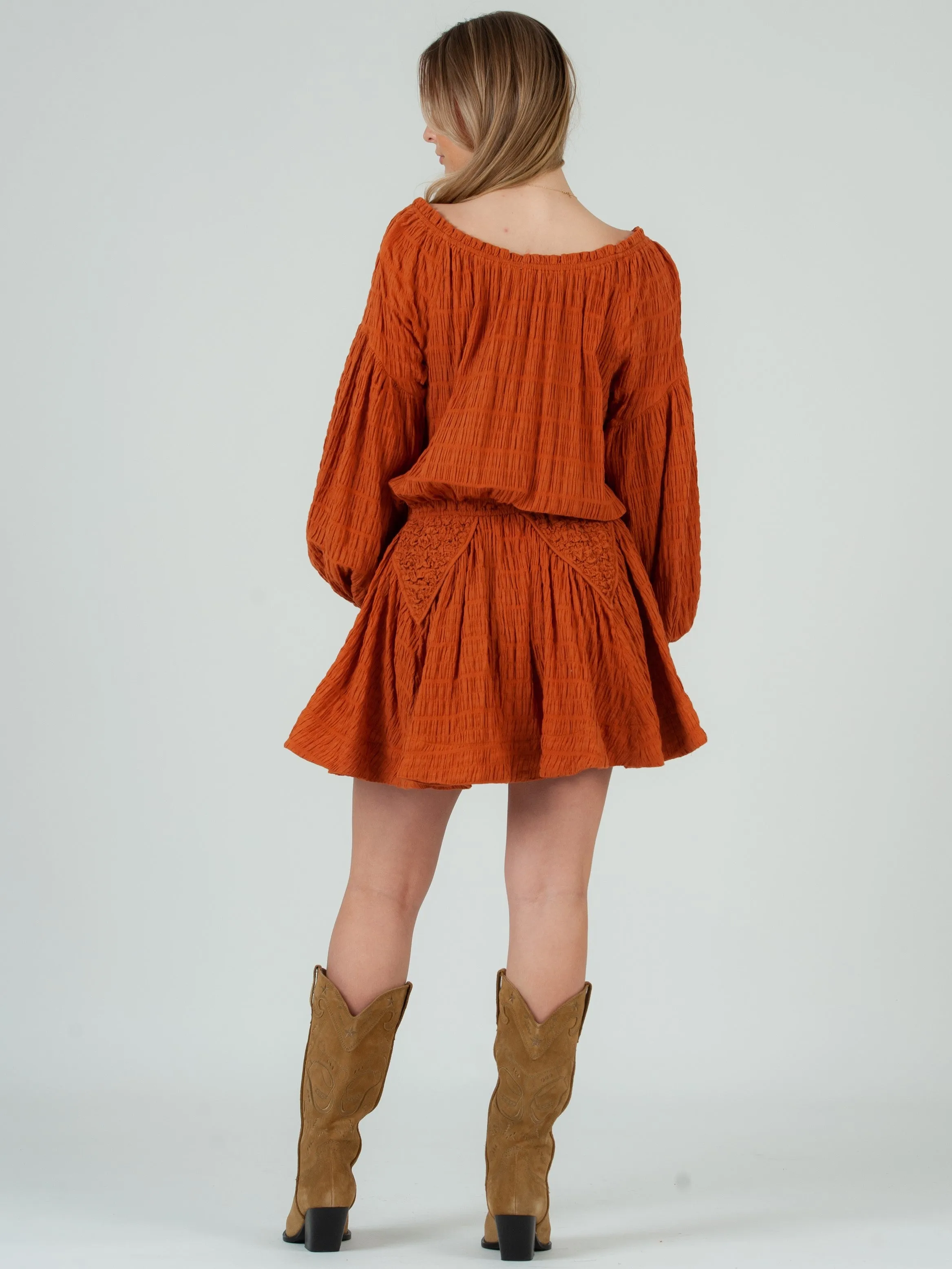 SANDRINE DROP WAIST DRESS-RUST sold by Lucca Couture product image thumbnail 3