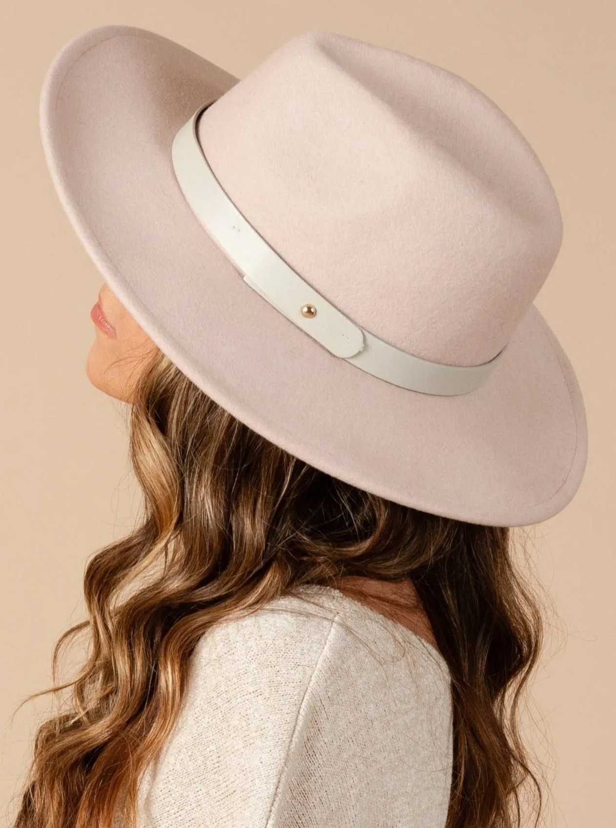 PRECIOUS WOOL FEDORA-BLUSH sold by Lucca Couture product image thumbnail 3