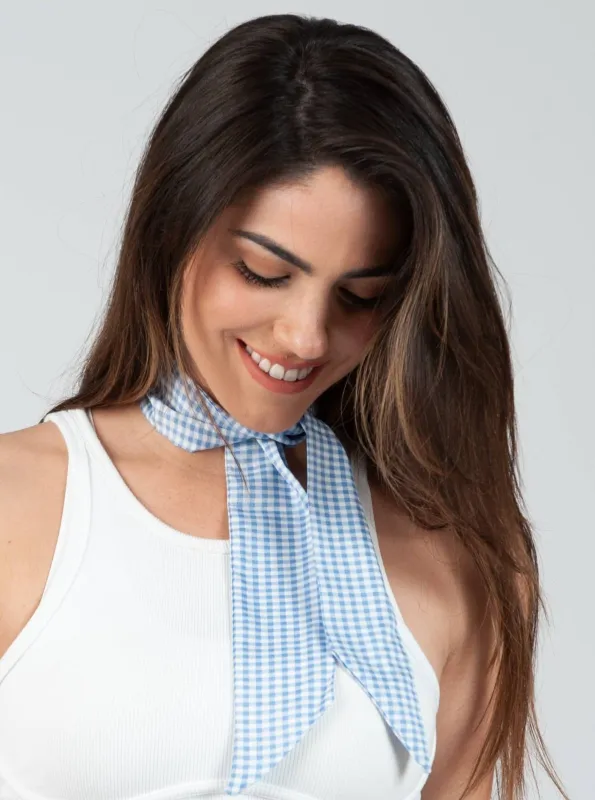 PRAIRIE NECKERCHIEF-SKY GINGHAM sold by Lucca Couture