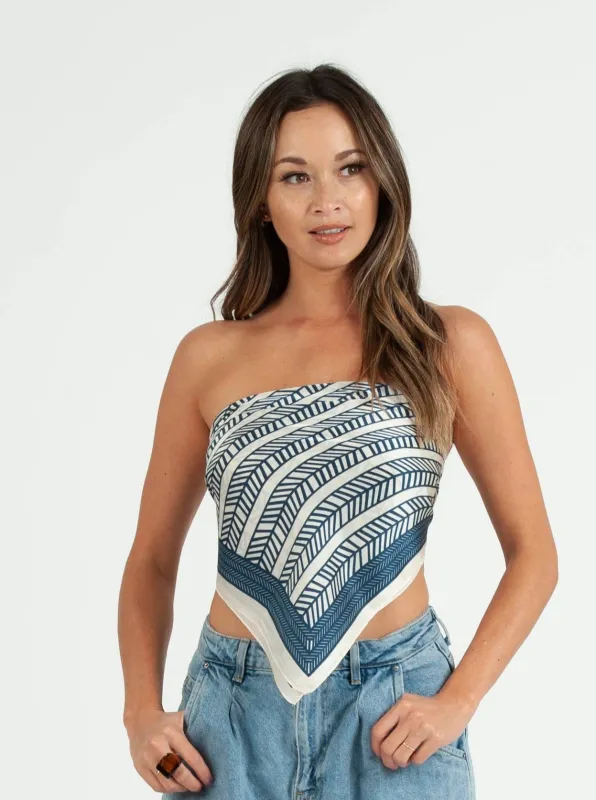 PHYLIS SILKY SCARF/TOP - WHITE sold by Lucca Couture