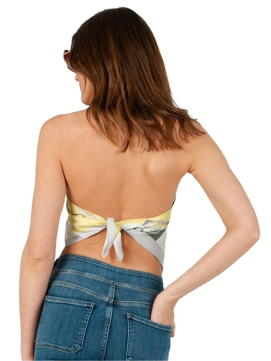 PORTRAIT SILKY SCARF/TOP-SILVERYELLOW sold by Lucca Couture product image thumbnail 3