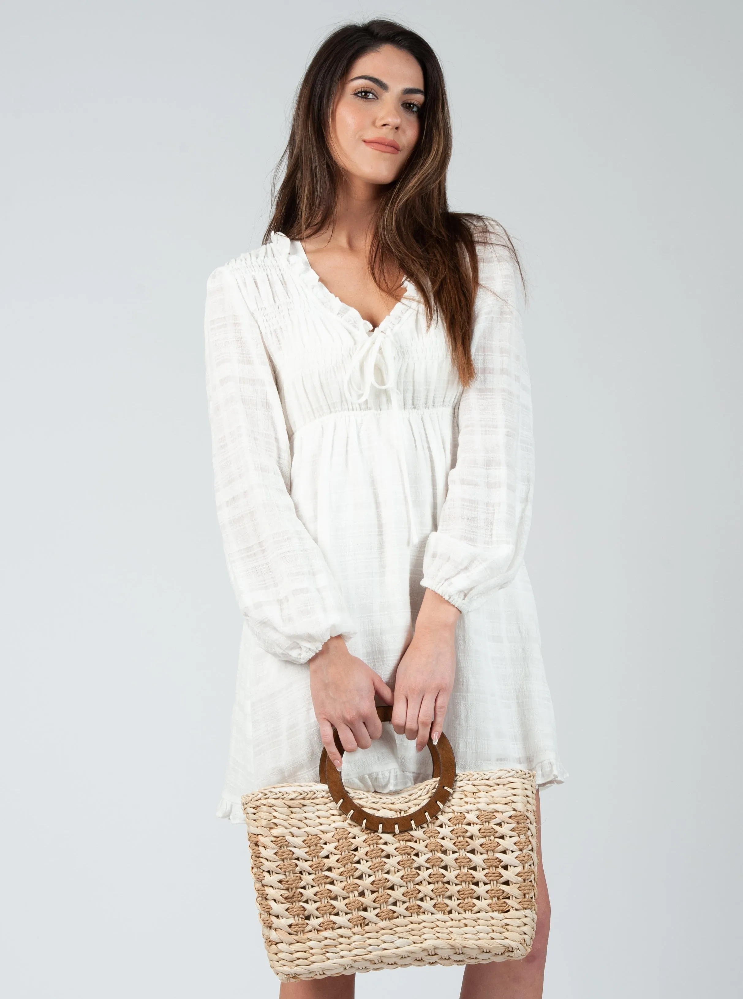 PEONIES BASKET WEAVE BAG-IVORY/TAN sold by Lucca Couture product image thumbnail 2