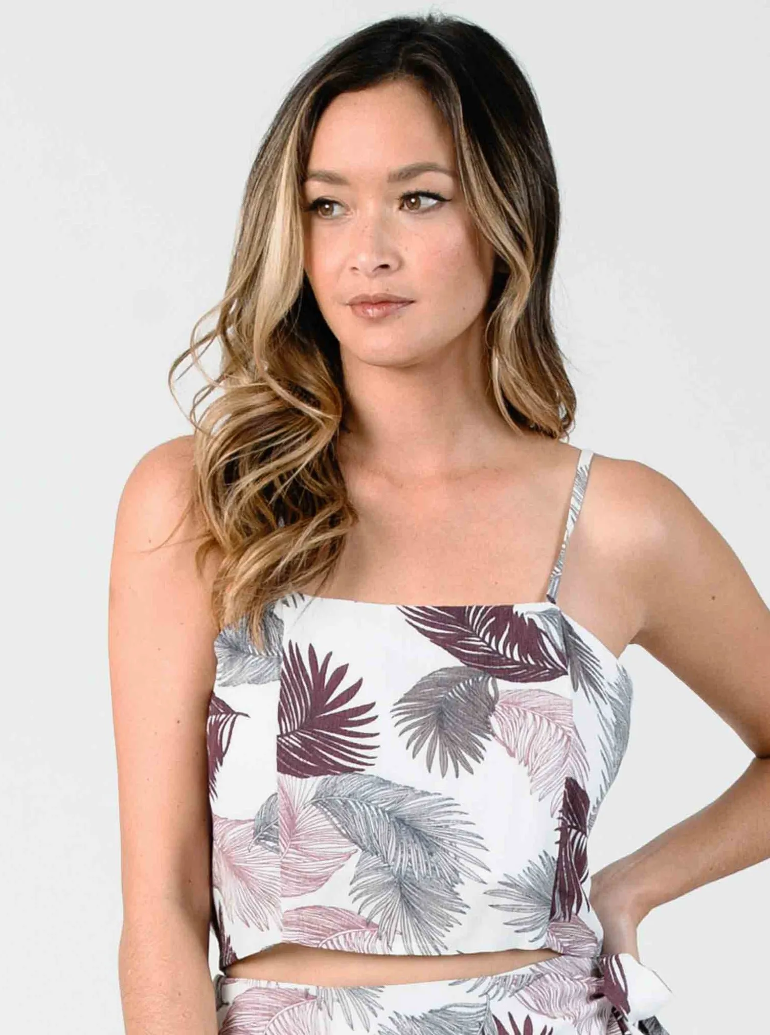 PETAL STRUCTURED CAMI CROP-LILAC PALM sold by Lucca Couture