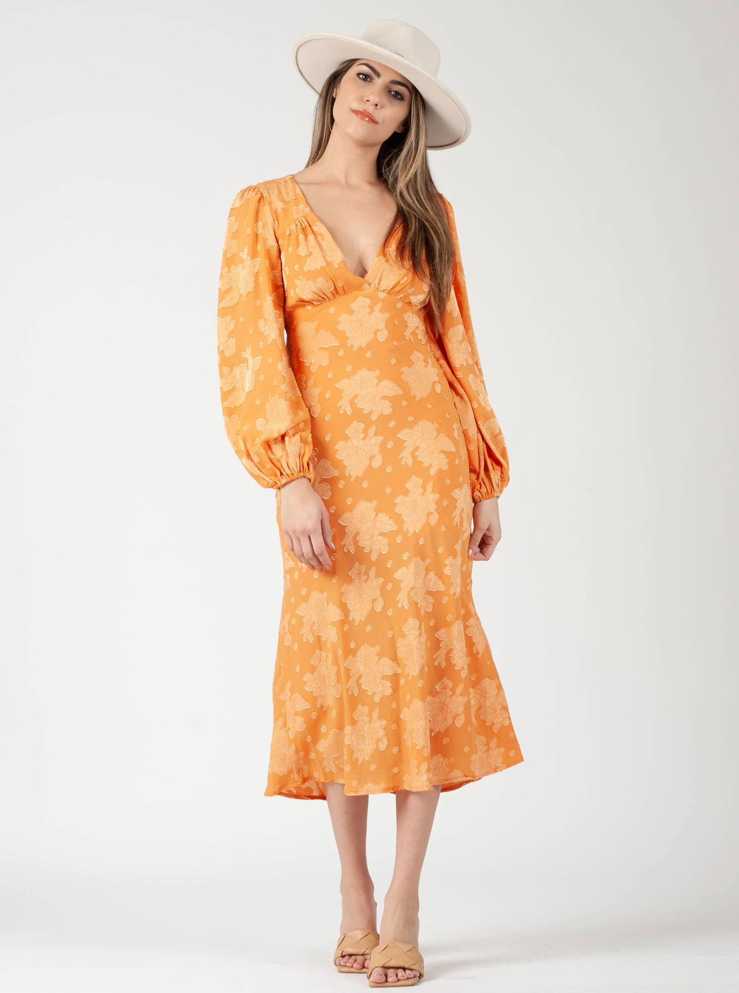 PATRAS MIDI DRESS-TANGERINE sold by Lucca Couture product image thumbnail 5
