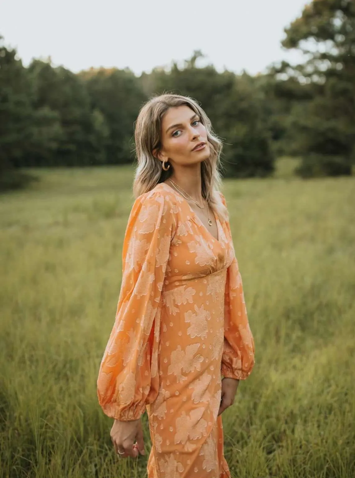 PATRAS MIDI DRESS-TANGERINE sold by Lucca Couture product image thumbnail 2