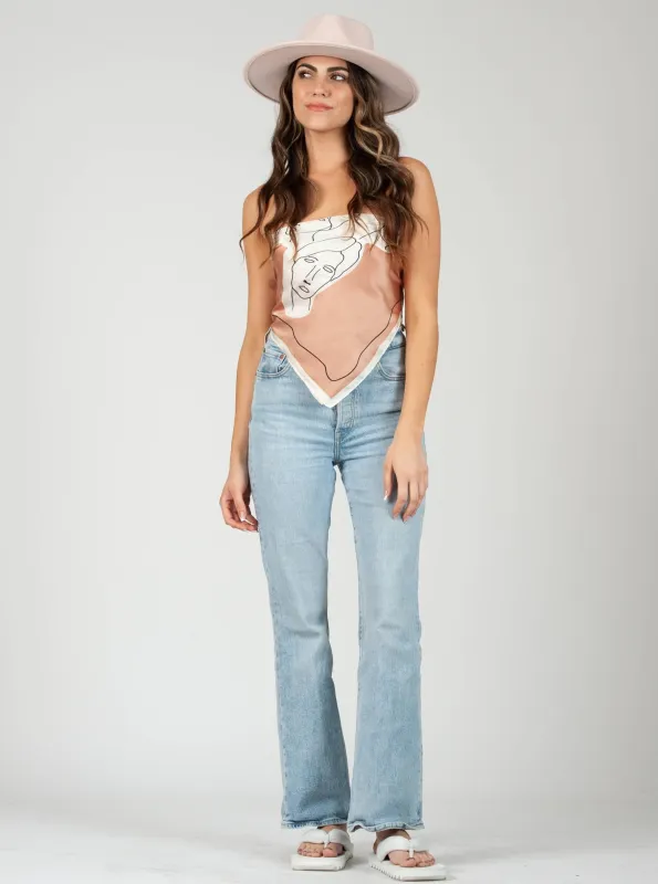 PALAMO SATIN SCARF-BLUSH FACE sold by Lucca Couture