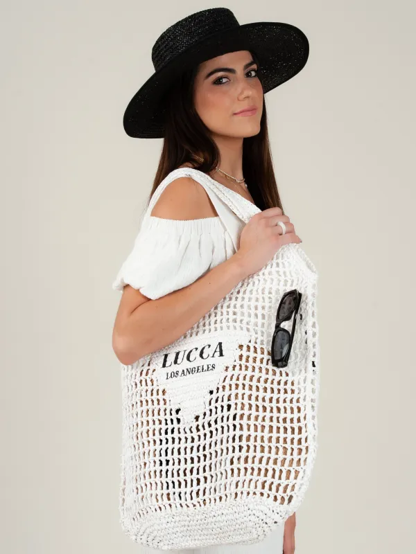 OVERSIZED 'LUCCA' STRAW TOTE-WHITE made by Lucca Couture