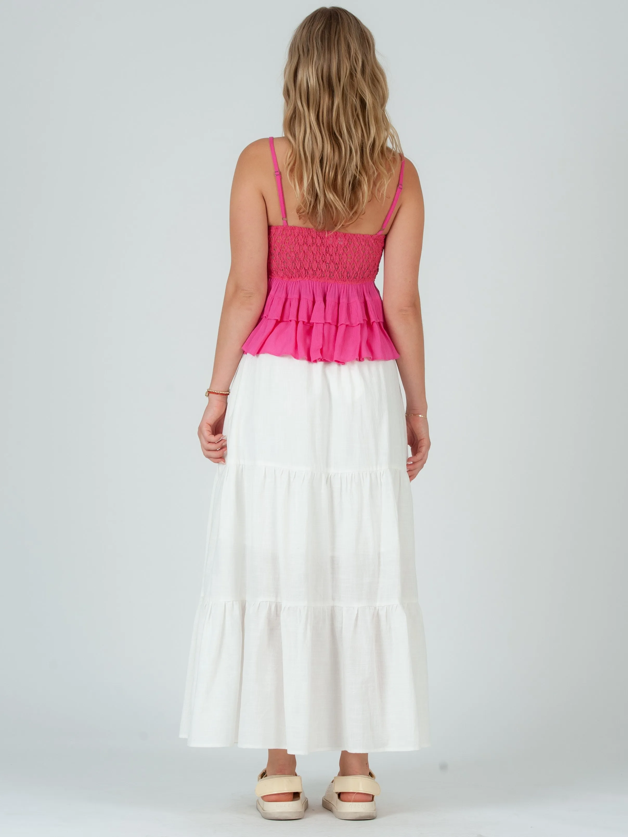 OIA LACE AND FRILLS TOP-FUSCHIA sold by Lucca Couture product image thumbnail 3