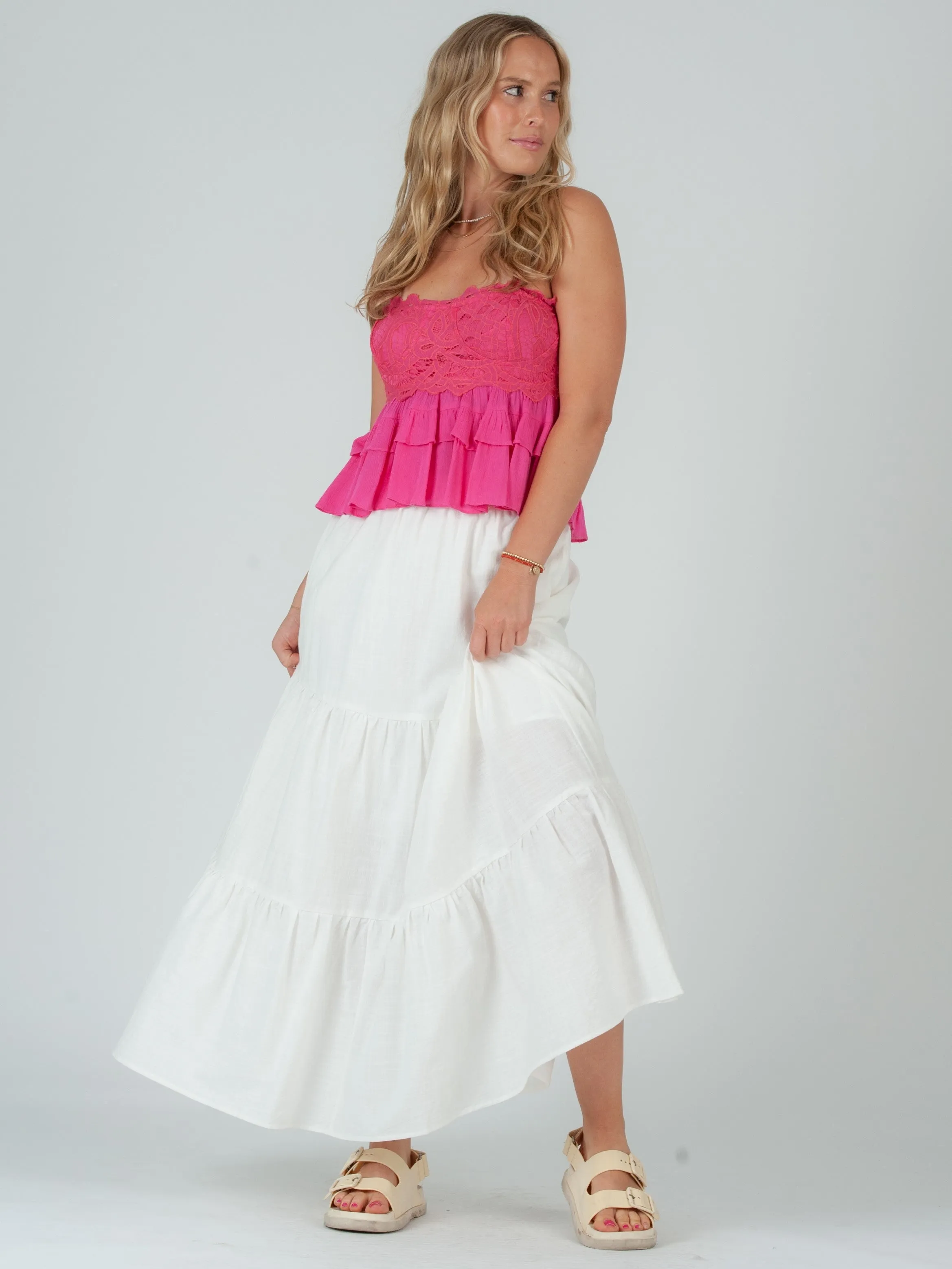 OIA LACE AND FRILLS TOP-FUSCHIA sold by Lucca Couture product image thumbnail 2