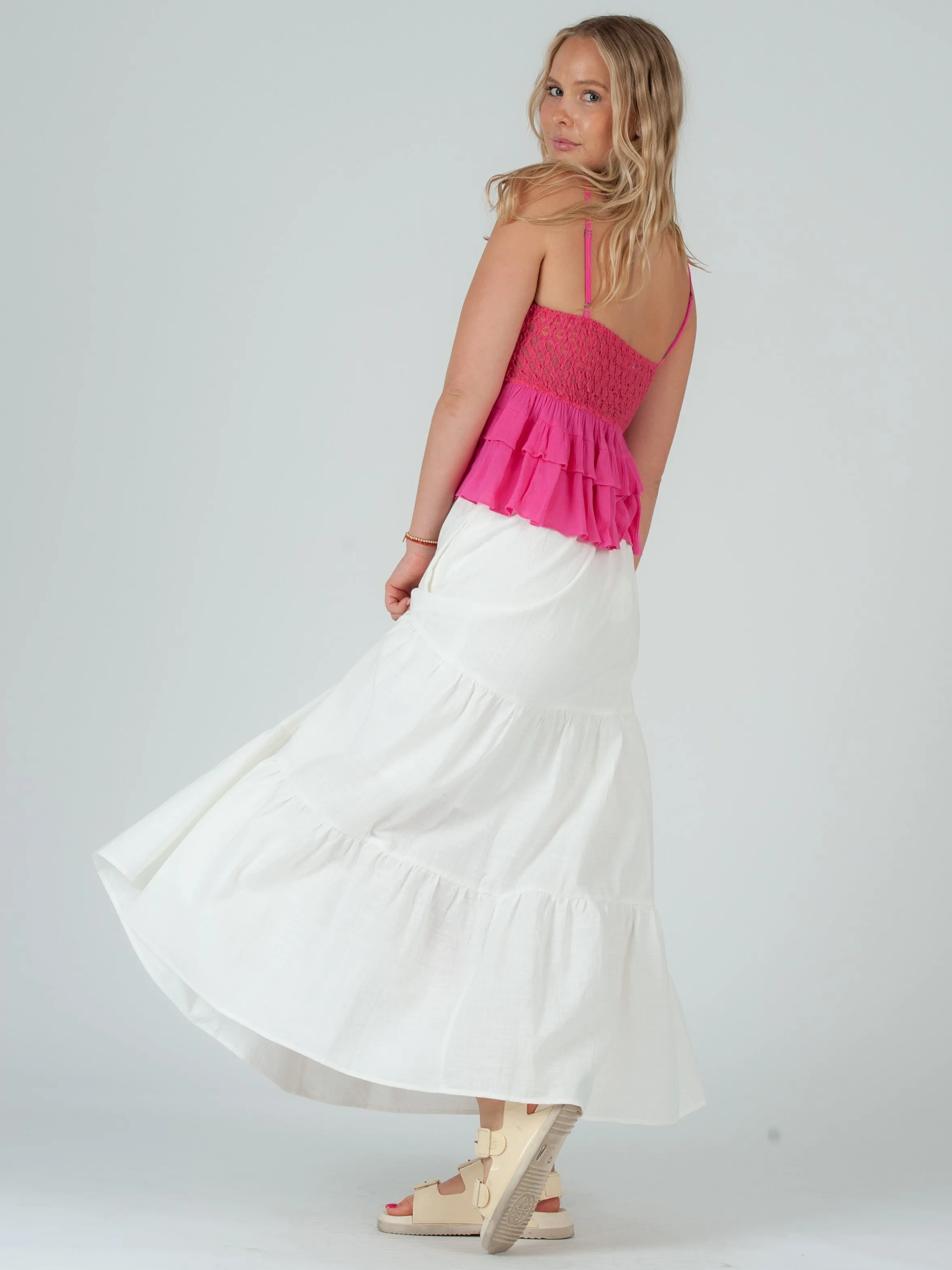 OIA LACE AND FRILLS TOP-FUSCHIA sold by Lucca Couture product image thumbnail 4