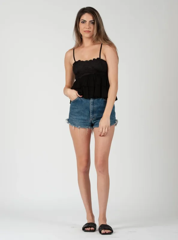 OIA LACE AND FRILLS TOP-BLACK sold by Lucca Couture