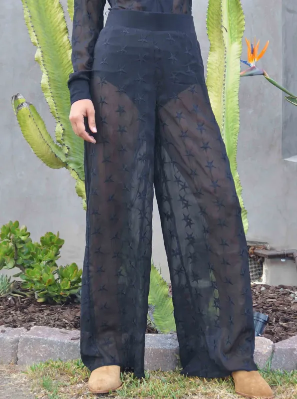 OASIS SHEER PANT-BLACK STAR sold by Lucca Couture