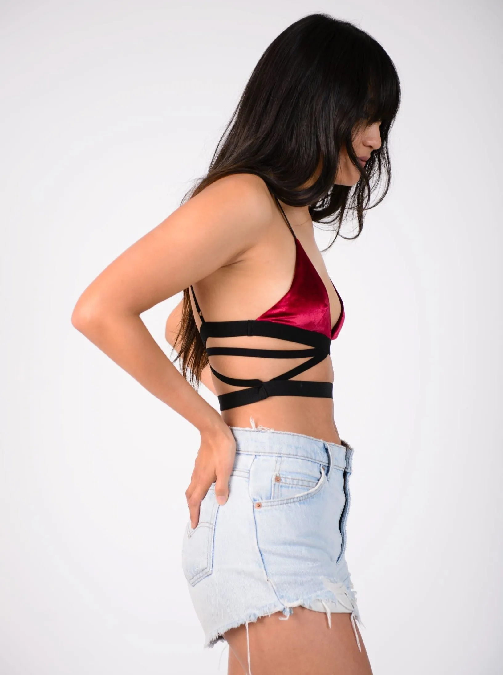 VAL VELVET BRALETTE-WINE sold by Lucca Couture product image thumbnail 2