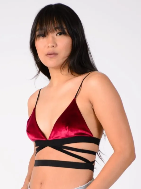 VAL VELVET BRALETTE-WINE sold by Lucca Couture