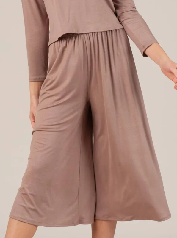 CALYPSO CULOTTE PANT-BROWN sold by Lucca Couture