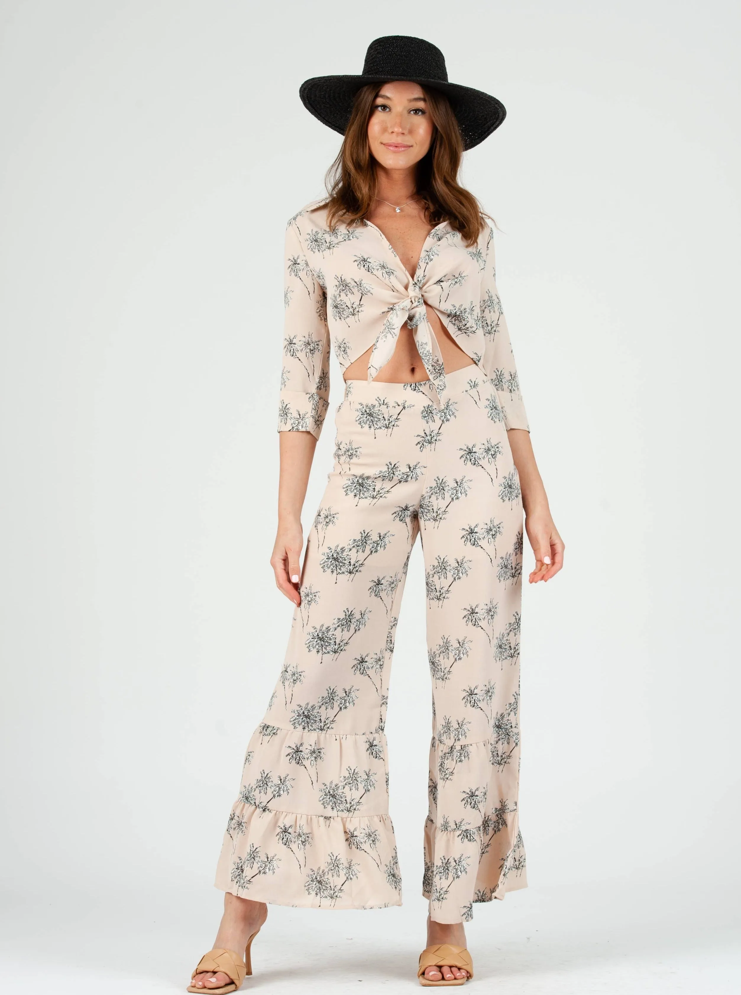 NIXIE FRONT TIE BLOUSE-SANDY PALM sold by Lucca Couture product image thumbnail 2