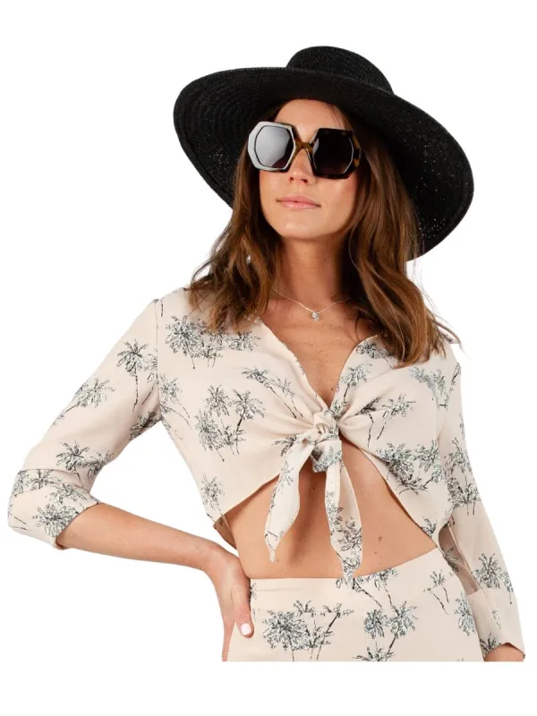 NIXIE FRONT TIE BLOUSE-SANDY PALM sold by Lucca Couture