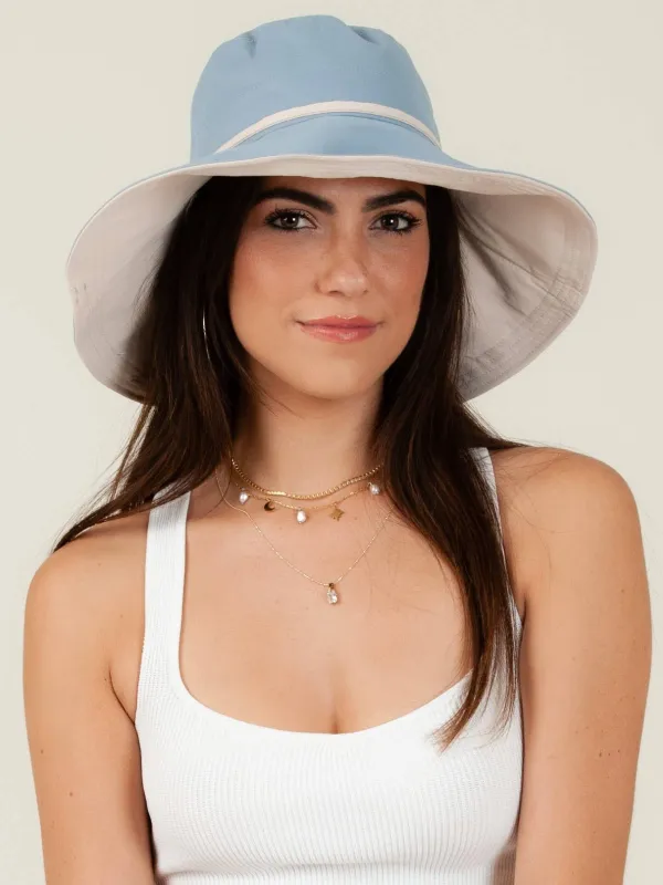 MIRANDA REVERSIBLE BUCKET HAT-D. BLUE sold by Lucca Couture