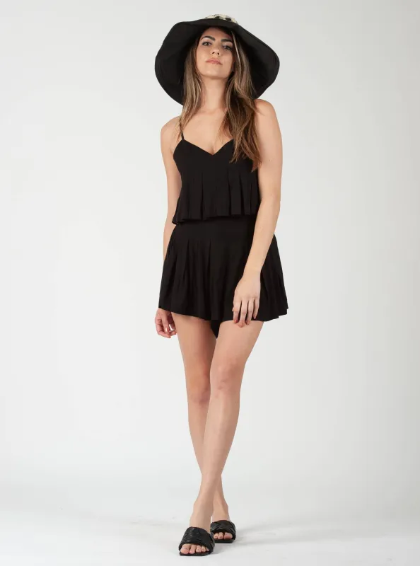 MISHA PLEATED TOP-BLACK sold by Lucca Couture