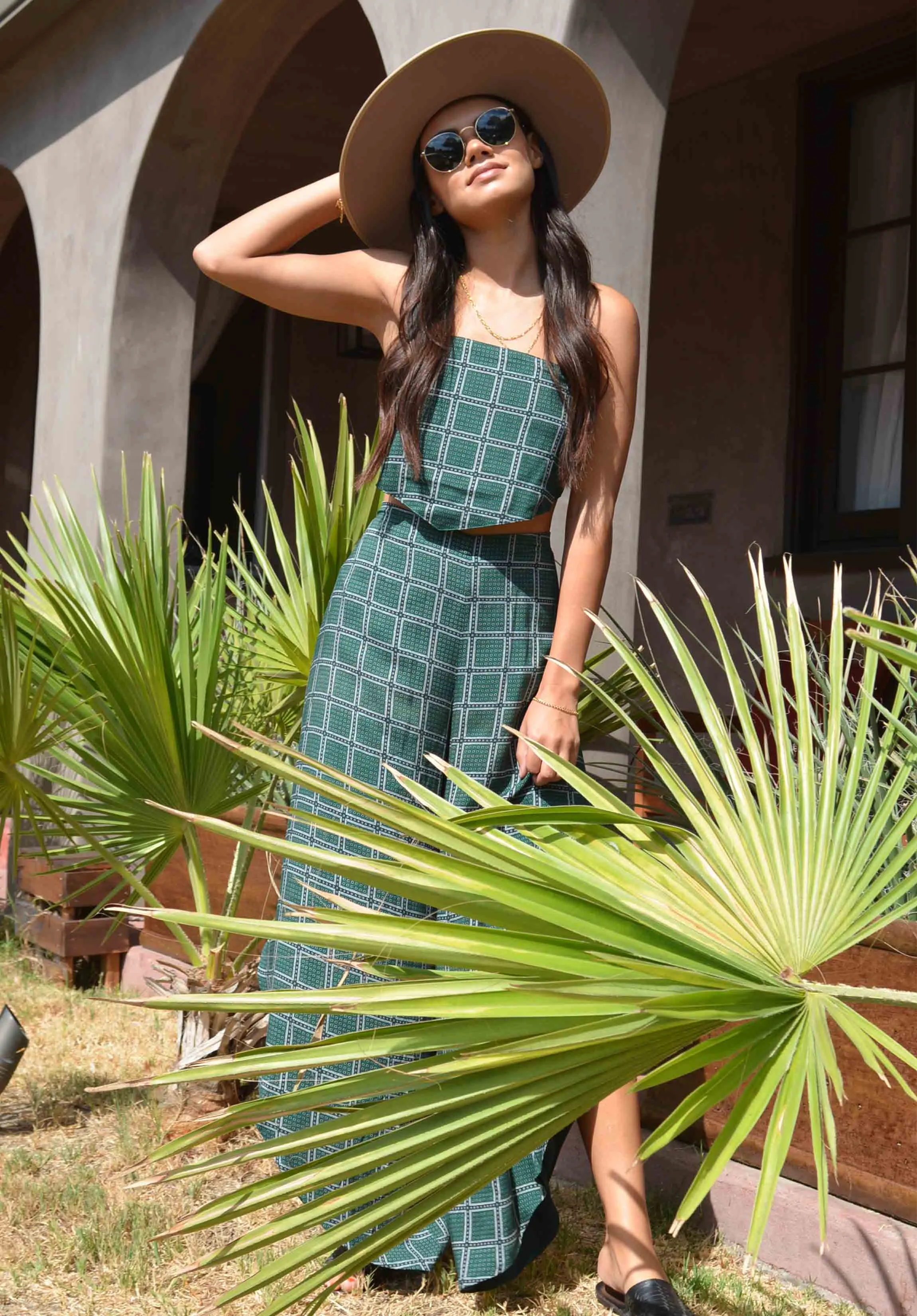 MARIPOSA HANDKERCHIEF TOP-HUNTER GREEN HANKIE sold by Lucca Couture product image thumbnail 4