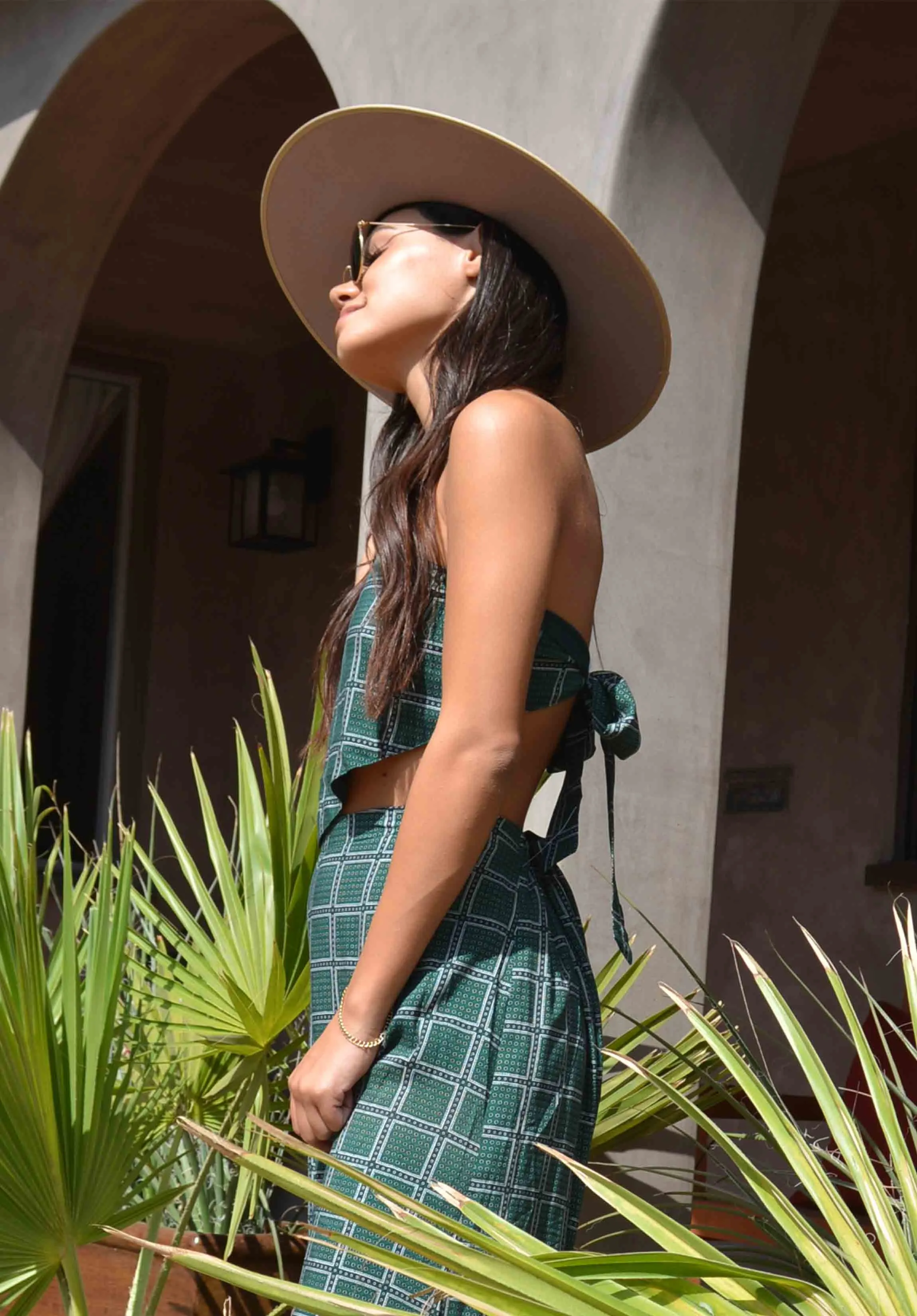 MARIPOSA HANDKERCHIEF TOP-HUNTER GREEN HANKIE sold by Lucca Couture product image thumbnail 3