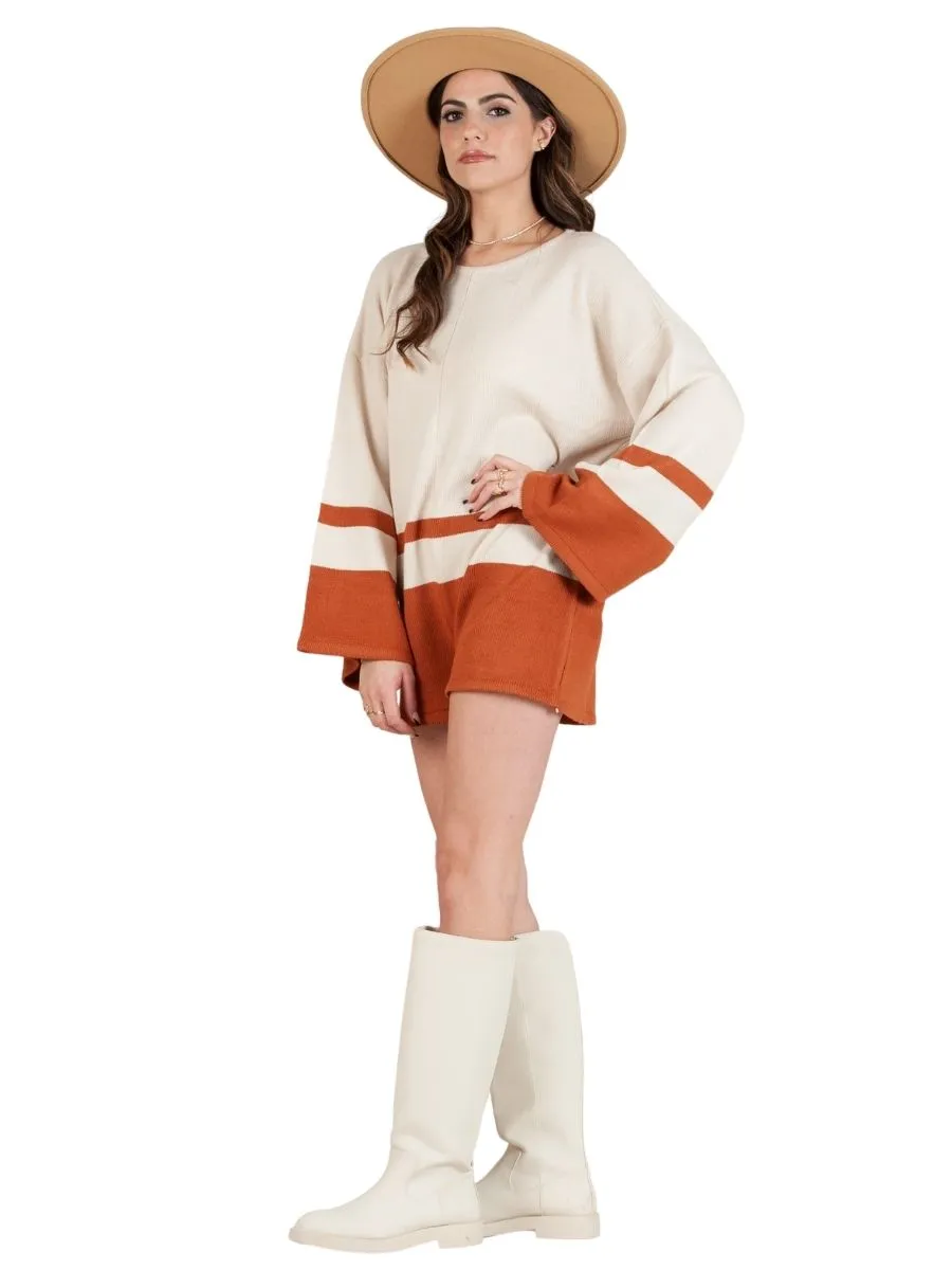 MARIN KNIT ROMPER-IVORY/RUST sold by Lucca Couture product image thumbnail 2