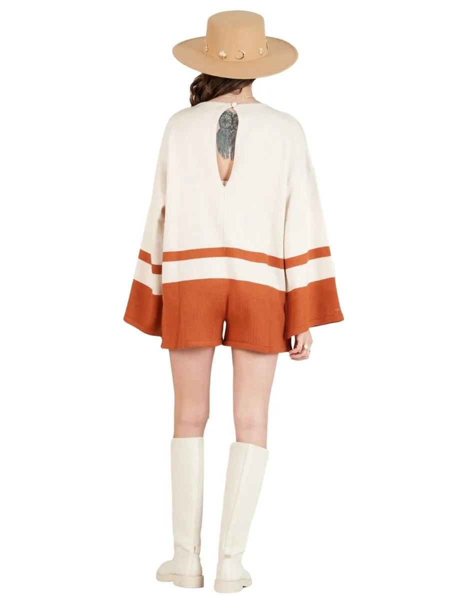 MARIN KNIT ROMPER-IVORY/RUST sold by Lucca Couture product image thumbnail 3